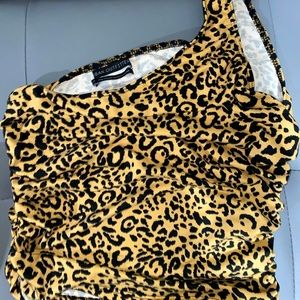 Cheetah one shoulder shirt